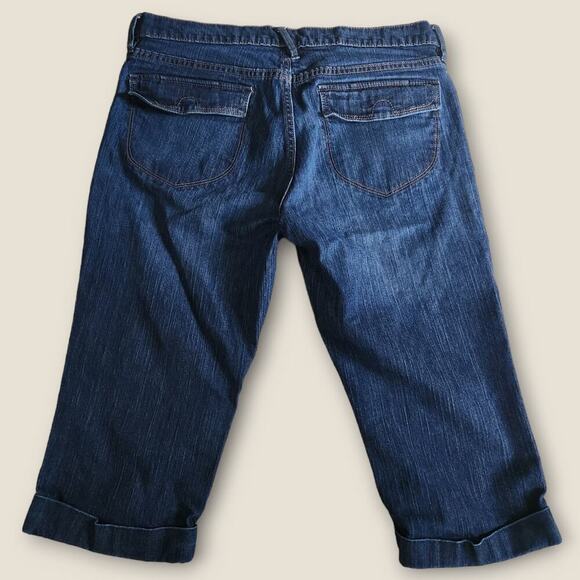 Old Navy Women's Classic Mid-rise Darkwash Denim Capris Flap Pockets Size 12Reg - Picture 2 of 7